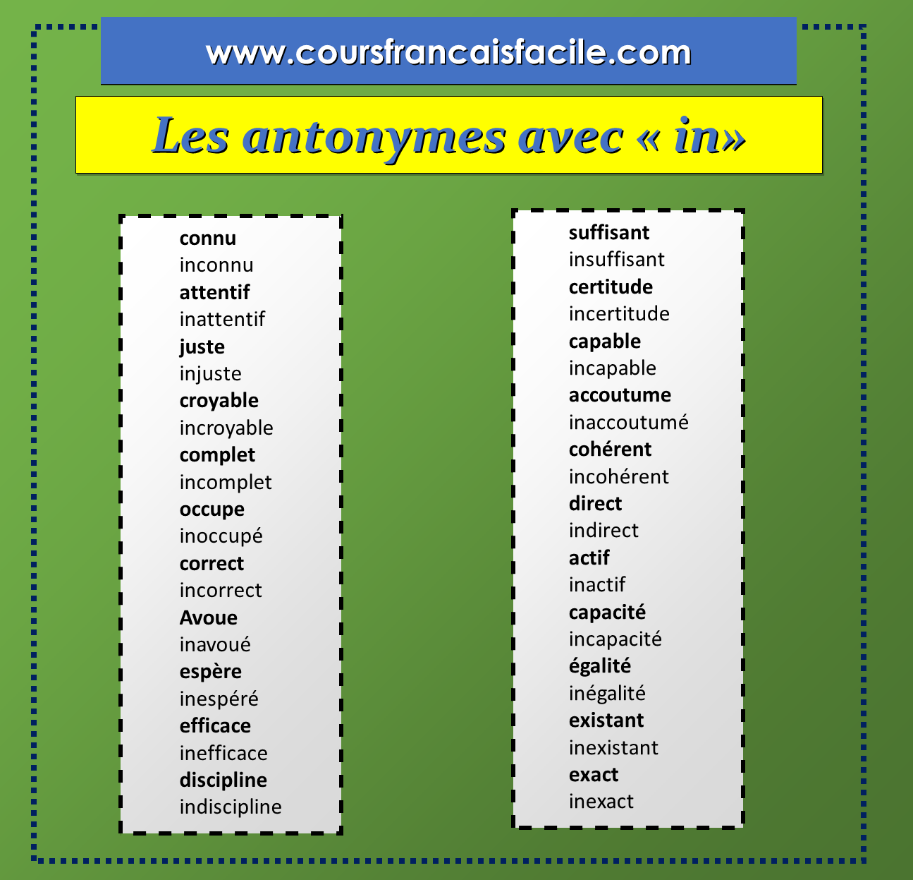 Les antonymes in | Les antonymes, Apprendre le français, French expressions