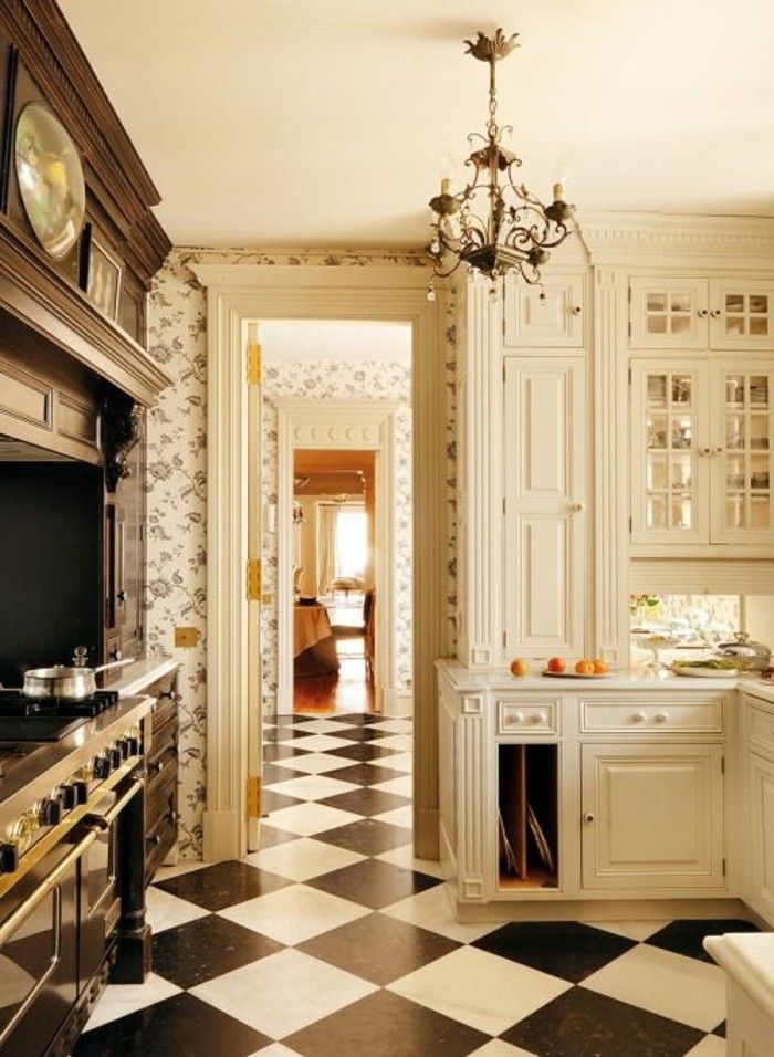 Le carrelage damier noir et blanc en 78 photos - Archzine.fr | Casas, Cocina victoriana, Diseño ...
