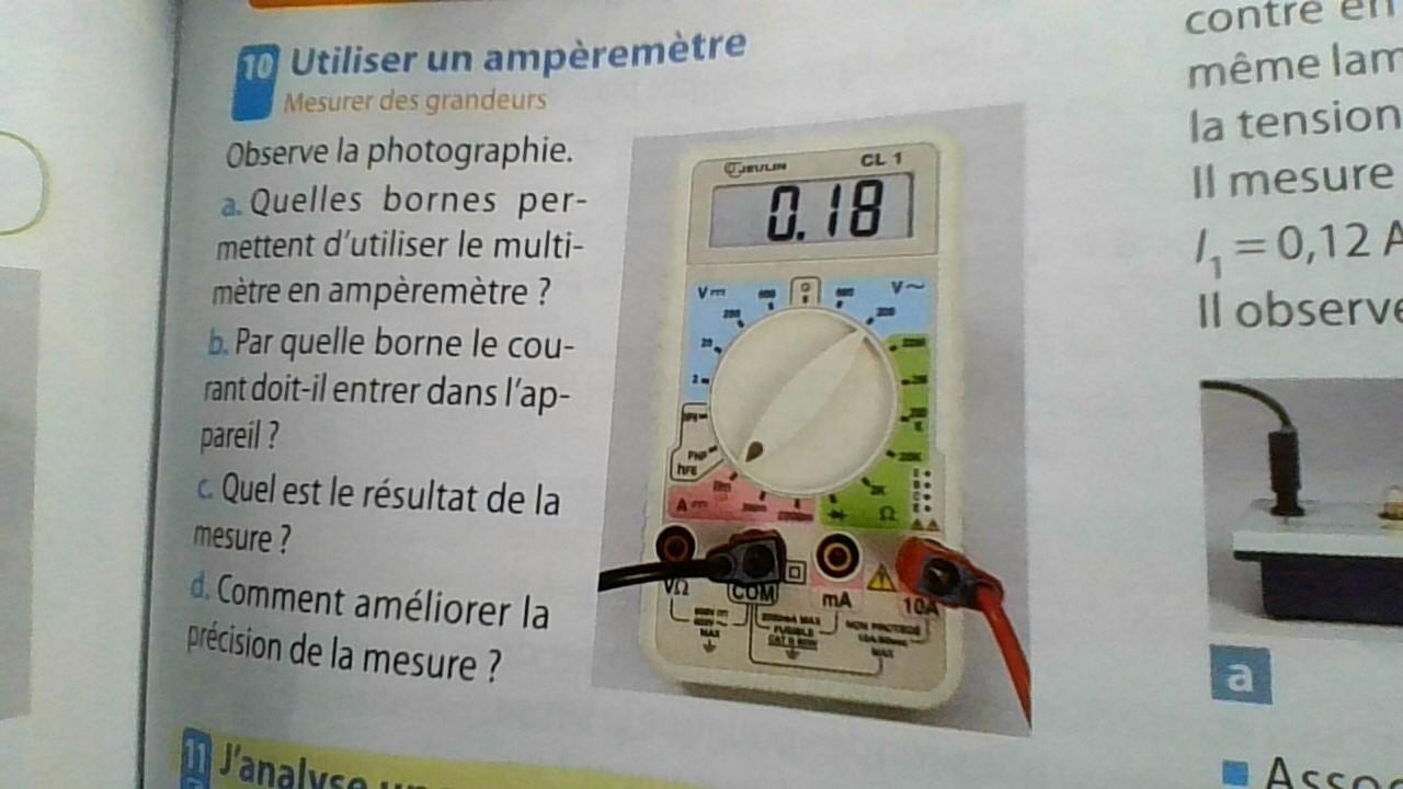 Quelles Bornes Permettent D Utiliser Le Multimetre En Amperemetre - Apprentissage