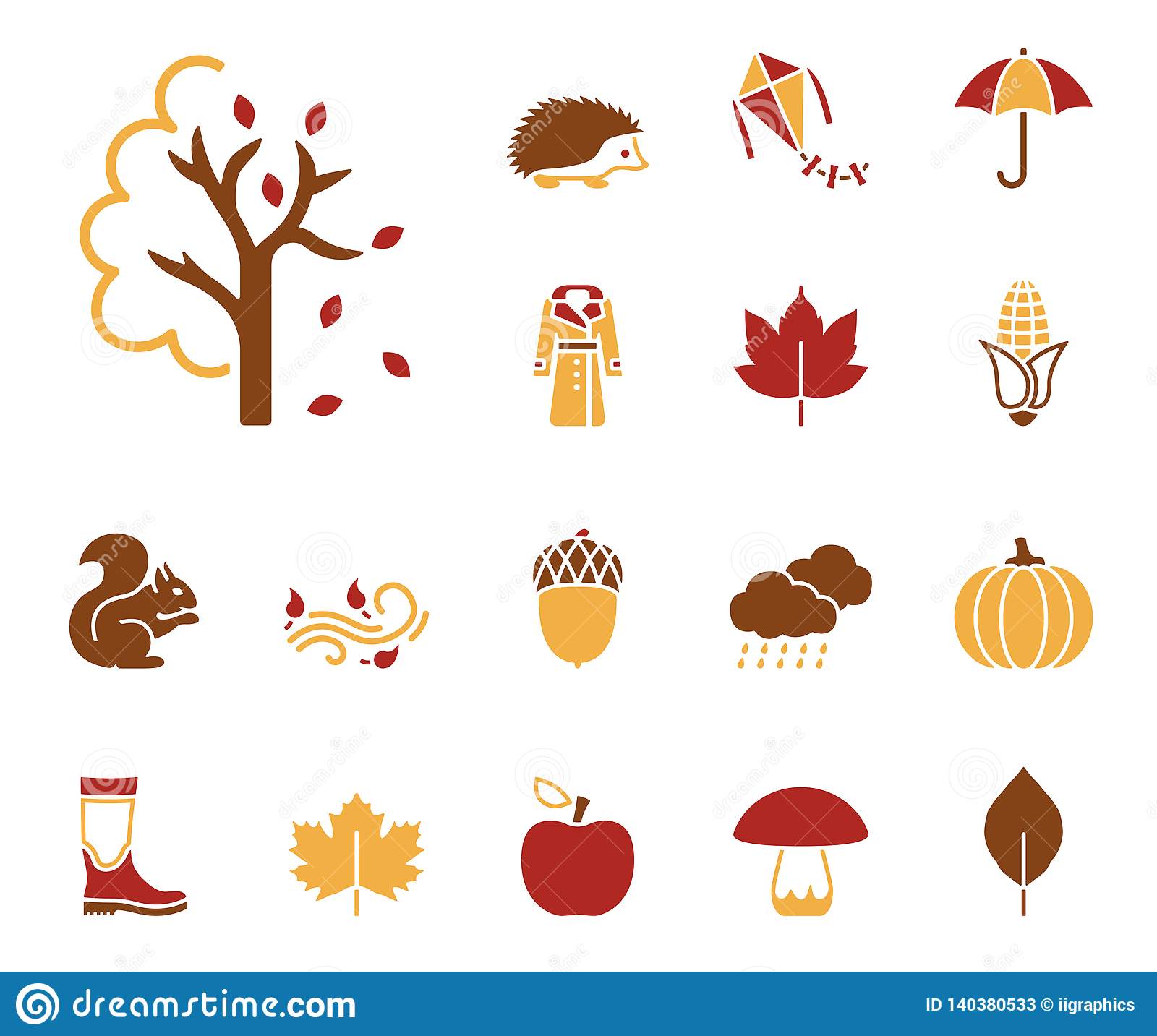 Autumn icon set stock illustration. Illustration of harvest - 140380533