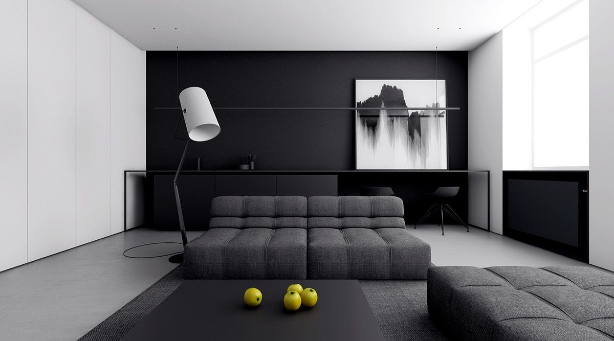 4 Monochrome, Minimalist Spaces Creating Black and White Magic | Monochrome living room, Cozy ...
