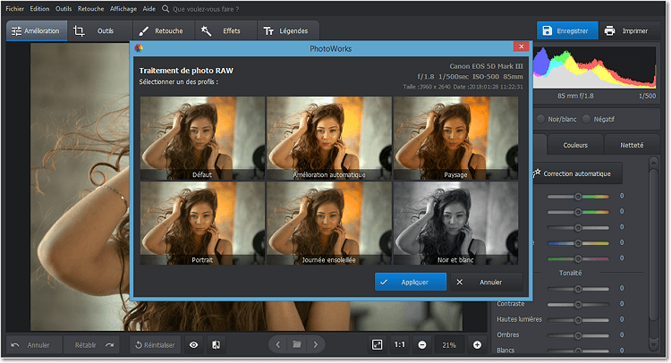 Comment convertir un fichier RAW en JPEG en deux clics
