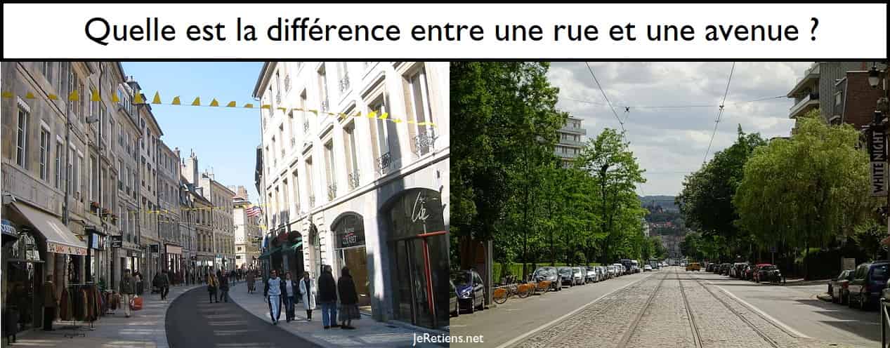 Quelle est la différence entre une rue et une avenue