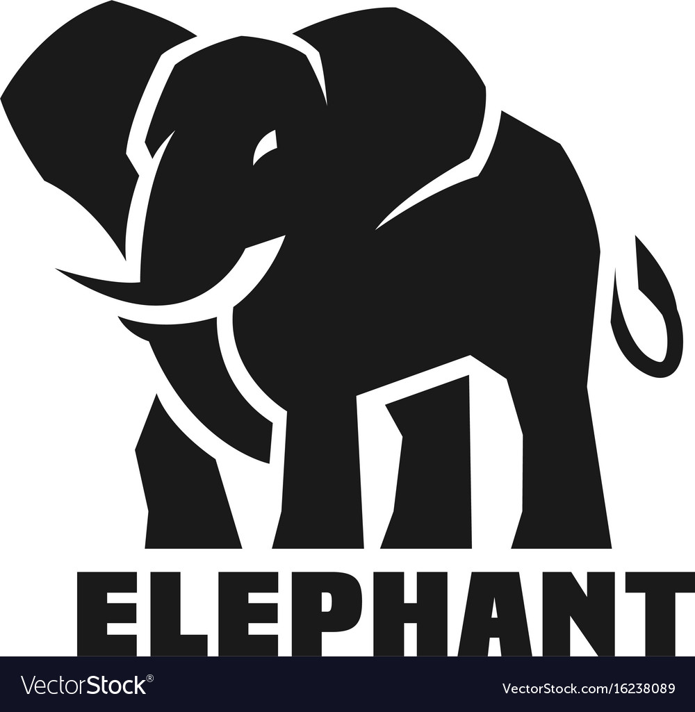 Elephant monochrome logo Royalty Free Vector Image