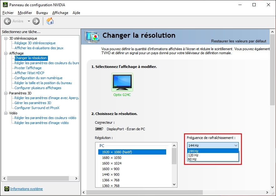 Changer la fréquence de rafraîchissement de son écran sous Windows 10