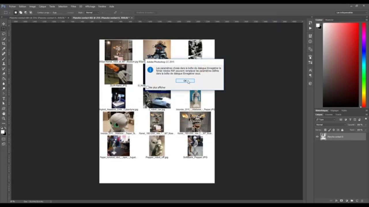 Photoshop - Créer une planche d'image (contact sheet) - YouTube