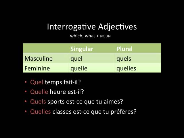 Copy Of French: Quel, Quelle, Quels, Quelles - Lessons - Blendspace
