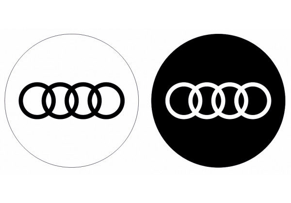 Sticker AUDI logo blanc noir pour déco voiture, murale, mobilier, etc