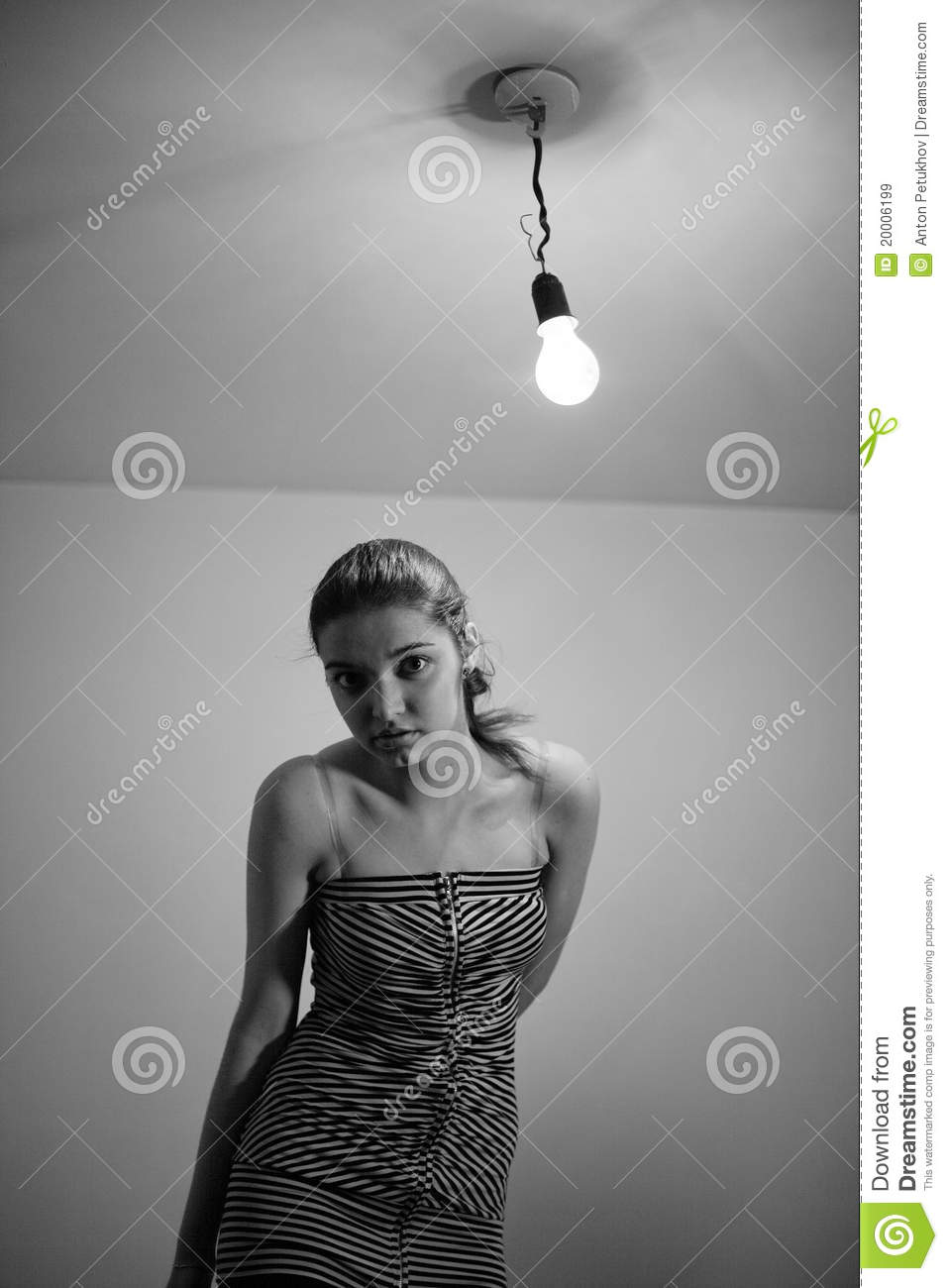 Young woman and light bulb stock image. Image of ganging - 20006199